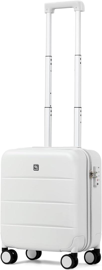 Hanke 16 Inch Underseat Carry On Luggage with Spinner Wheels Hard Shell Suitcases Mini Small Carry On Bag for Airline Approved TSA Luggage Lightweight Travel Suit Case(Smoke White)