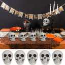 Skull Ornaments 6Pcs Plastic Halloween Skull Heads 4.33 Inch Ghost House Decoration Lightweight Halloween Party Props