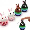 Easter Bunny Egg Figurines Set of Four 3D Printed PLA Decorative Easter Basket Fillers Party Favors for Office Desk/Car Interior Decor
