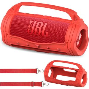 JCHPINE Silicone Cover Case for JBL Flip 7 Portable Speaker, Accessories for JBL Flip 7 Protective Case with Silicone Handle (Red)