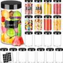 Hajoyful Plastic Jars with Lids 20Pcs 14 oz Clear Plastic Slime Storage Jars Containers with Airtight Leak Proof Black Plastic Screw On Lids Cylinder Clear Round Jar Food Grade Durable PET Jar
