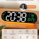 17.2 Inch Large Digital Wall Clock with 9 Color Changing Remote Control, Date Week Temperature, Auto Brightness Dimmer Big Clock Night Lights,Green