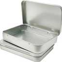 12 Pcs Metal Hinged Tin Box Container Mini Portable Small Storage Container Kit Tin Box Container, Home Storage 4.5x3.3x0.9 Inch (Silver)