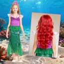 Ariel Mermaid Costume for Girls Kids Princess Dress with Wig Necklace Accessories Set for Halloween Costume Birthday (XXXL)