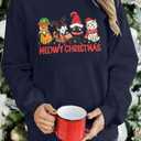 KIMSOONG Christmas Sweatshirts for Women Merry and Bright Santa Print Xmas Sweatshirt Crewneck Pullover Shirts (Blue, XL)