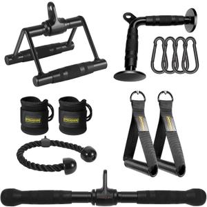 Cable Machine Attachments Combo, Heavy Duty Solid Steel LAT Pulldown Attachments with Exercise Handles & Ankle Straps, Home Gym Machine Accessories (Black) Cable Machine Attachments Combo, Heavy Duty Solid Steel LAT Pulldown Attachments with Exercise Handles & Ankle Straps, Home Gym Machine Accessories (Black)