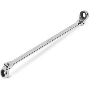 DISEN 16-18mm Extra Long Flex Head Ratcheting Wrench set, Double Box End Long Reach Ratchet Wrench, CRV Steel, Metric