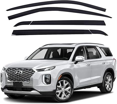 AUTOCLOVER Tape-On Rain Guards Window Visors 6 Pcs Set for Hyundai Palisade 2020 2021 2022 2023 2024 / Window Deflectors, Out-Channel Vent Shades (Smoked)