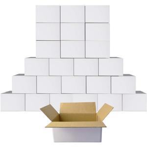 PETAFLOP 9x6x4 Shipping Boxes White Cardboard Mailing Boxes Single Wall Corrugated Box, 25 Pack