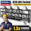 XLarge 64''W Power Tool Organizer Wall Mount | Modular & Corner-Fit 820lbs Garage Storage Rack with 8 Cordless Drill Holder | 4-Tier Heavy Duty Utility Shelf for Battery Workshop Organization