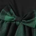 PATPAT Family Matching Outfits Mommy and Me Dresses Matching Set Long Sleeve Plaid Midi Dress and Casual Button Down Shirts (3-4T, Green)