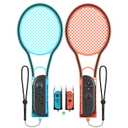 FYOUNG Tennis Racket for Nintendo Switch 2 Joy Cons, Hand Grips Compatible with Switch 2/OLED/Switch 1 Handle Grip Holder for Mario Tennis Aces Sports Game Accessories with Hand Staps-2 Packs