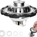 Universal Bathtub Drain Stopper Shower Hair Catcher Bathroom Sink Drain Strainer, Tub Stopper with Visible Top Strainer, Brass Metal 3 in 1 Pop-up Stopper for Standard 1.1''~2.36'' Hole, Chrome