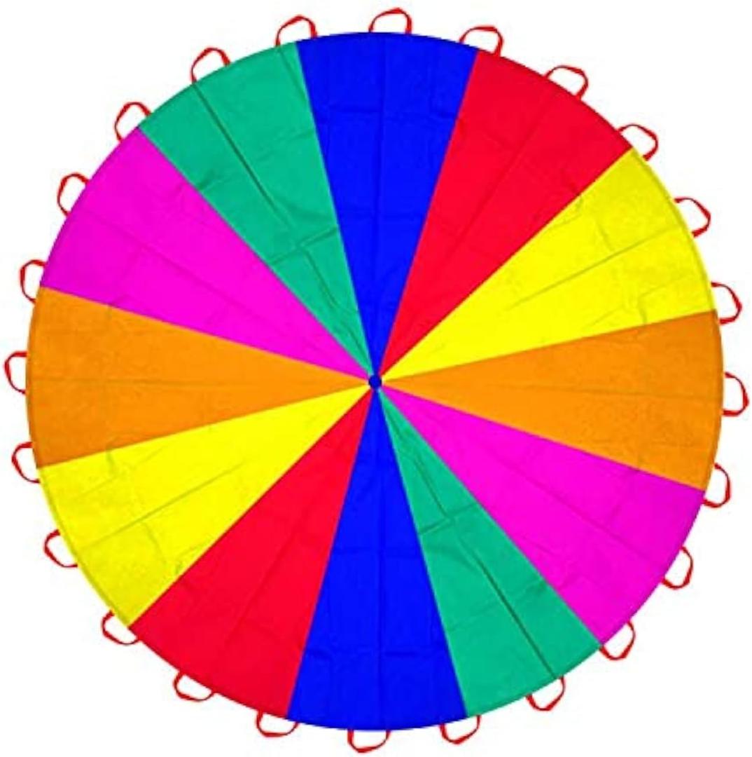 16.4ft Rainbow Parachute for Outdoor Party Games, Kids Play Parachute Group Cooperative Team Game Toys, Family Get-Together Entertainment