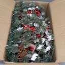 6ft Frosted Evergreen Christmas Snowed Pine Garland  Red Berries and Pinecones Holiday Fireplace Indoor Decoration