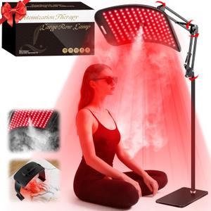 Red Light Therapy for Face and Body,Infrared Light Therapy with Oxygen Nebulization,Red Light Panel with Stand,LED 660nm and 850nm Deep Near Infrared Therapy Device (Black)
