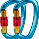 STURME UIAA Certified Climbing Carabiner Clips, 2 Pack 25KN(5623lbs) Screwgate Locking Carabiner Heavy Duty Caribeener Clips, Large Carabiner D Ring for Rock Climbing & Mountaineering