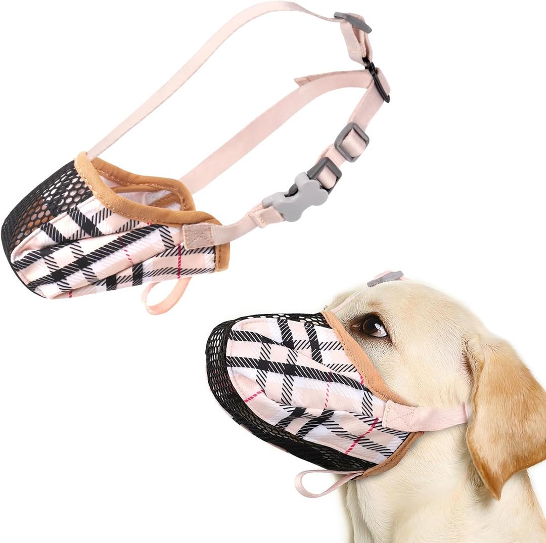 Dog Muzzle, Soft Basket Air Mesh Muzzles for Dogs Anti Chewing, Breathable Muzzle Suit for Grooming Vet Allows Panting Drinking.