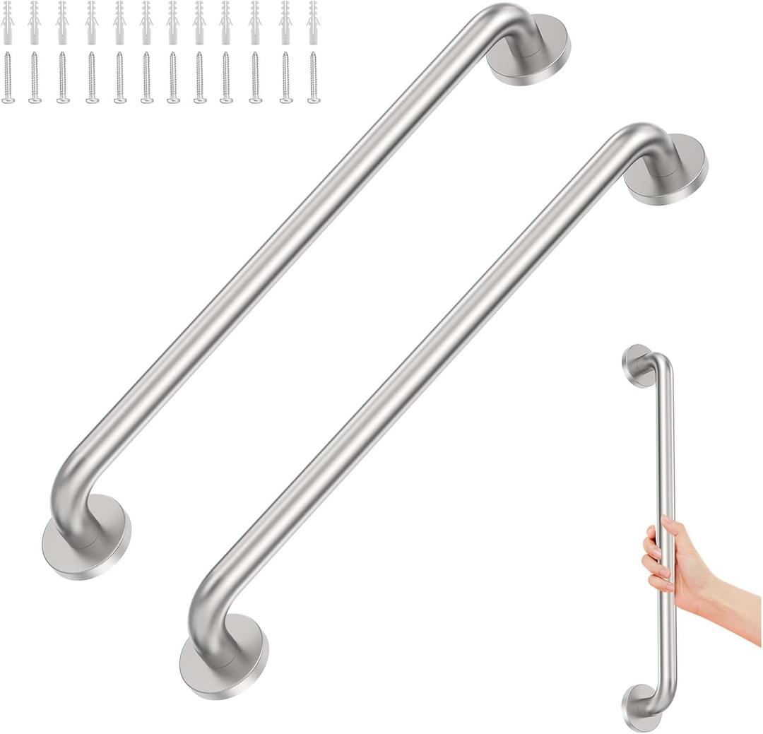 2 Pack 24 inch Grab Bars for Shower 1.25 inch ADA Safety Grab Bars for Bathroom 500 lbs Support 304 Stainless Steel Shower Handle Brushed Nickel