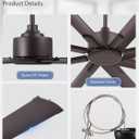 ZMISHIBO 65 Inch Ceiling Fan without Light, 8 Aluminum Reversible Blades