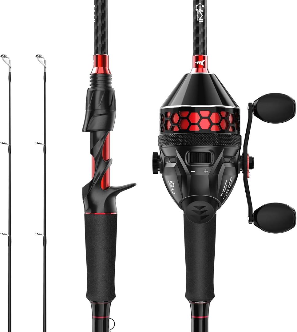 KastKing Brutus Twin-Tip SpinCast Fishing Combos, 6'6'' M Twin Tips Rod, Size 30