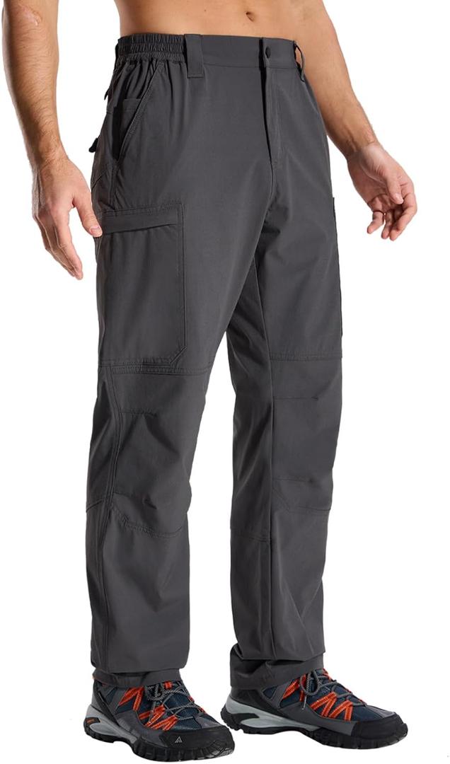  LOOGU Men's Water Resistant Breathable Thin Cargo Pants for Fishing Hiking Outdoor with 7 Pockets  40W x 30L