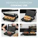 Alpha Living Electric Griddle Panini Press Sandwich Maker Stainless Steel Panini Grill Press Sandwich Maker with Aluminum Griddle Non-Stick Coating 180-Degree Hinge for Thick and Thin Foods