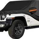 Amooca Heavy-Duty Car Covers Custom Fit for Jeep Wrangler 4 Door 2007-2024 Waterproof Sun-Proof All Weather for Automobiles Snow Cover 420D with Door Zipper Cotton Lining