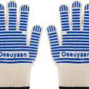 2PCS Super Heat Resistant Oven Gloves, 1472 High Temp BBQ Grill Gloves, Silicone Non-Slip Oven Mitts with Fingers, for Barbecue, Grilling, Cooking, Baking