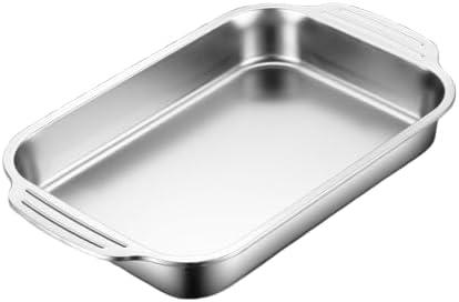 "14 Inch Stainless Steel Lasagna Pan Nonstick with Handles Rectangular Baking Dish Easy to Clean Dishwasher Safe Durable High Temp Low Temp Perfect for Baking Lasagna Pasta and More "