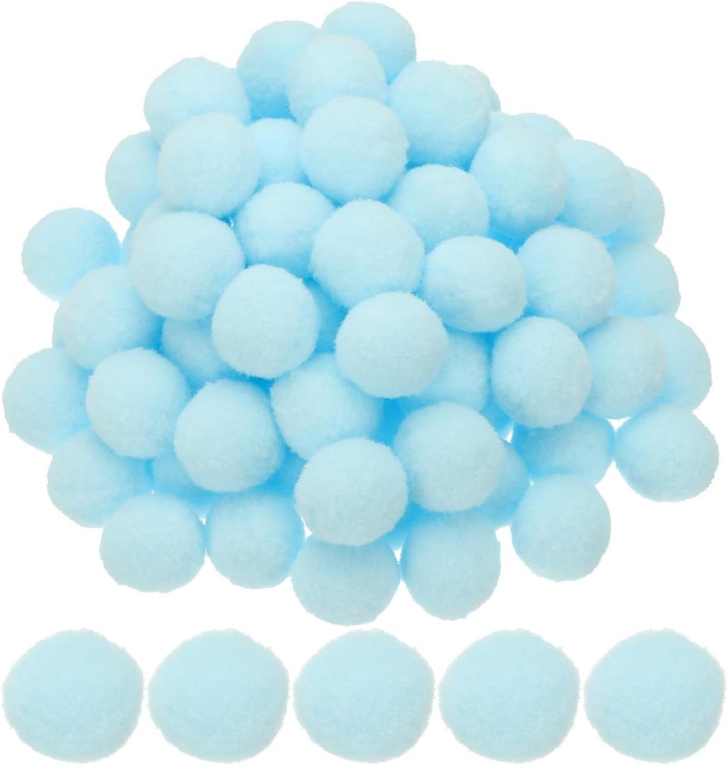PATIKIL 1inch Pom Poms for Crafts, 500pcs Small Pompoms for Crafts Mini Puff Balls Bulk High Elasticity Fuzzy Balls for Hats Christmas Art DIY, Light Blue