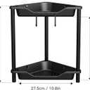 Orimade Rustproof 2 Tier Floor Standing Corner Shower Caddy Organizer, Plastic Metal Splicing Floor Corner Shelf Rack Stands for Bathroom, Black