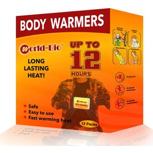 Body Warmers with Adhesive Backing Air Activate Heat Patch Disposable Gives 12 Hours Warm Pad - 12 Packs