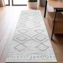 jinchan Moroccan Runner Rug 2x5 - Kitchen Machine Washable Runner Rug Modern Geometric Soft Low-Pile Lightweight Non-Slip Carpet for Entryway Hallway Laundry Room Bedroom Farmhouse (2x5ft,Grey)