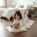 Real Sheepskin Rug 2' x 6' Double Pelt Natural Genuine Sheep Skin for Bedside/Accent, Soft & Plush - Throw Rugs for Bench/Chair - All Natural Non-Dyed Color