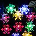 Solar Christmas Lights Outdoor Waterproof Decorations 20 Ft 30 LED Snowflake String Fairy Lights with 8 Lighting Modes for Wedding, Party, Tree, Room, Garden, Patio, Yard, Home