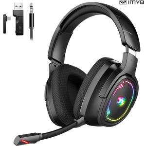 IMYB W82 2.4Ghz Wireless Gaming Headset for Nintendo SwitchOLEDLite, Bluetooth 5.4 Gaming Headphones with Noise Cancelling Microphone, 40Hr Battery, USB & Type-C Connector for PS5, PS4, PC, Laptop