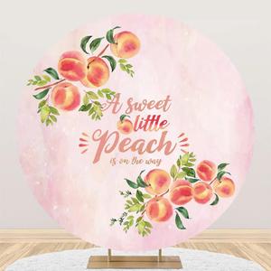 Yeele 7.5x7.5ft Pink Peach Baby Shower Round Backdrop Cover A Sweet Little Peach is On The Way Photography Background It's A Girl Baby Shower Party Decorations Cake Table Banner Photo Booth Props