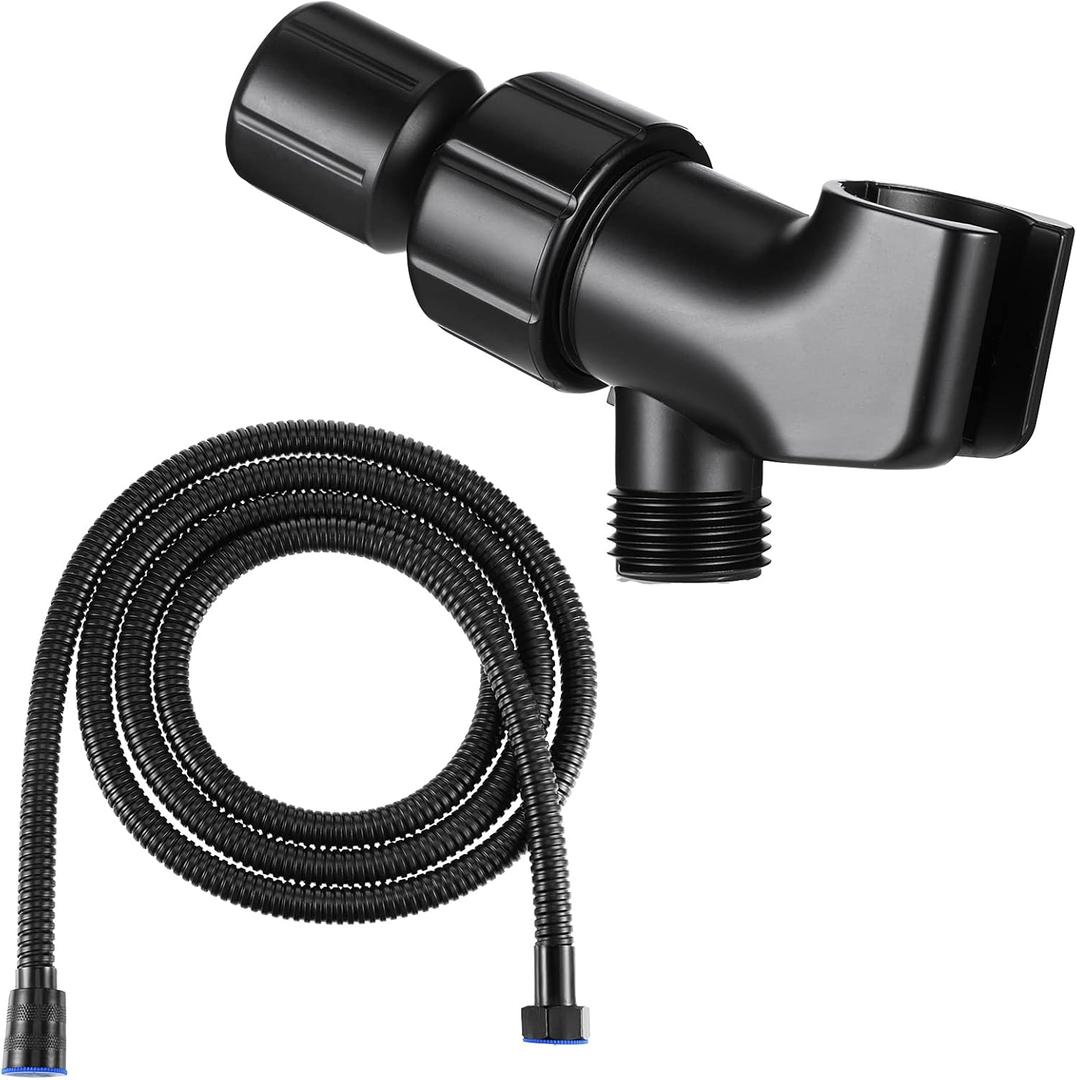Mimorou 79 Inch Stainless Steel Shower Hose with Adjustable Shower Arm Holder and Head Replacement (Black)