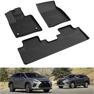 KIWI MASTER Floor Mats for 2016-2022 Lexus RX (RX350/ RX450h/ RX350L/ RX450hL), Custom Fit All Weather Car Mats, Heavy Duty TPE Floor Liners, Front & Rear 2 Row, Black