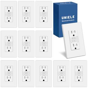 12 Pack Tamper Resistant 15 Amp GFCI Outlets, Super Slim Design, 15A GFI Receptacle with LED Indicator, Ground Fault Circuit Interrupter, Screwless Wallplate Included, ETL Listed, White