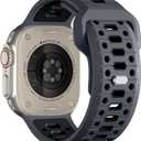 Maledan Compatible with Apple Watch Ultra 2 & Ultra 3 Band 49mm for Men, iWatch Bands Series 10 46mm, 45mm Series 9 8 7 SE 44mm Series 6 5 4 42mm Series 3, Silicone Sport Strap for Apple Watch Ultra Accessories (Anthracite/ Black)