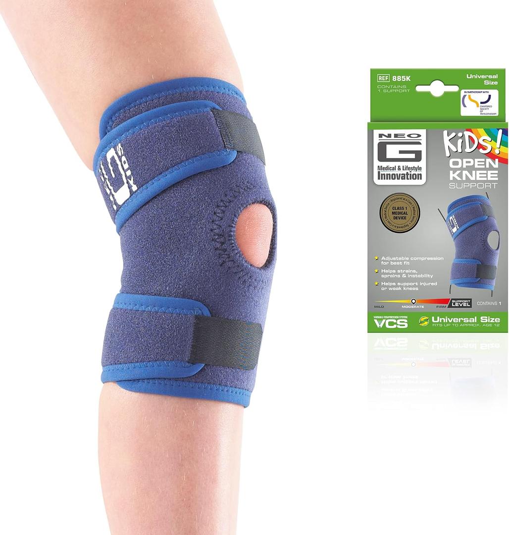 NEO G Kids Knee Brace Open Patella Knee Brace for Kids Suitable for Joint & Meniscus Pain, Osgood Schlatter, Strains, Sprains, Instability, Juvenile Arthritis. Adjustable Class 1 Medical Device-One Size