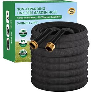 Garden Hose 75FT, Non-Expanding Water Hose Ultra Lightweight, Kink-Free, Burst-Resistant, Lead-Free, Durable & Flexible High-Pressure Hose for Yard, Lawn, Outdoor, Car Washing