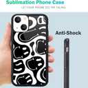 MAYCARI Compatible with iPhone 13 mini Case for Children Women Funny Face Design, Hard Back Cover with Black Funny Cute Cool Art Pattern Soft TPU Bumper Phone Case