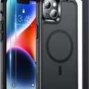 SPIDERCASE Magnetic for iPhone 13 Case, with [2 Pcs Tempered Glass Screen Protector] Compatible with Magsafe Shockproof Military Protective Cover for iPhone 13 (Black)