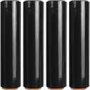 18" Black Stretch Wrap Roll, Heavy Duty 18 Inch 1500ft Shrink Wrap Roll, 80 Gauge Industrial Strength Stretch Film Plastic Wrap for Pallet Wrapping Shipping Moving(4 Pack)