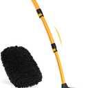 Ordenado 15Curved Car Wash Brush with Long Handle, 43" Car Cleaning Brush with Extension Pole, Microfiber RV Wash Mop Scratch-Free, Exterior Washer Mop for Washing Roof Truck Camper SUV Caravan Boat (Black and Yellow)