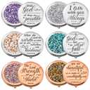 Thyle 12 Pcs Christian Gifts for Women Bible Verse Compact Makeup Mirror Compact Mirrors Inspirational Birthday Gifts Religious Baptism Gift for Coworkers Teacher Employees Travel (Colorful)