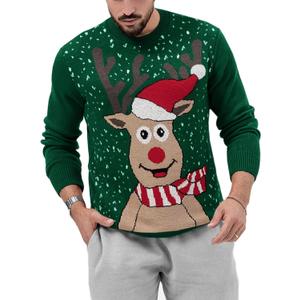 Karlywindow Mens Ugly Christmas Sweater Holiday Reindeer Snowflake Santa Soft Pullover Long Sleeve Knitted Sweaters (XX-Large, Green)